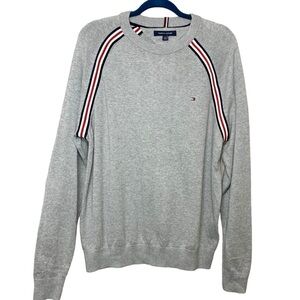 Tommy Hilfiger Knit Pullover Sz L Gray Cotton Long Sleeve Crew Neck Sweater